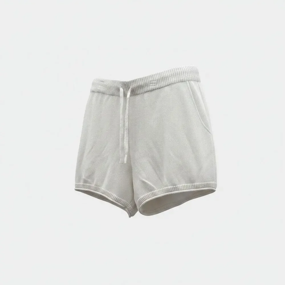 Life Is Good White Drawstring Knit Shorts XL Neutral Summer Casual